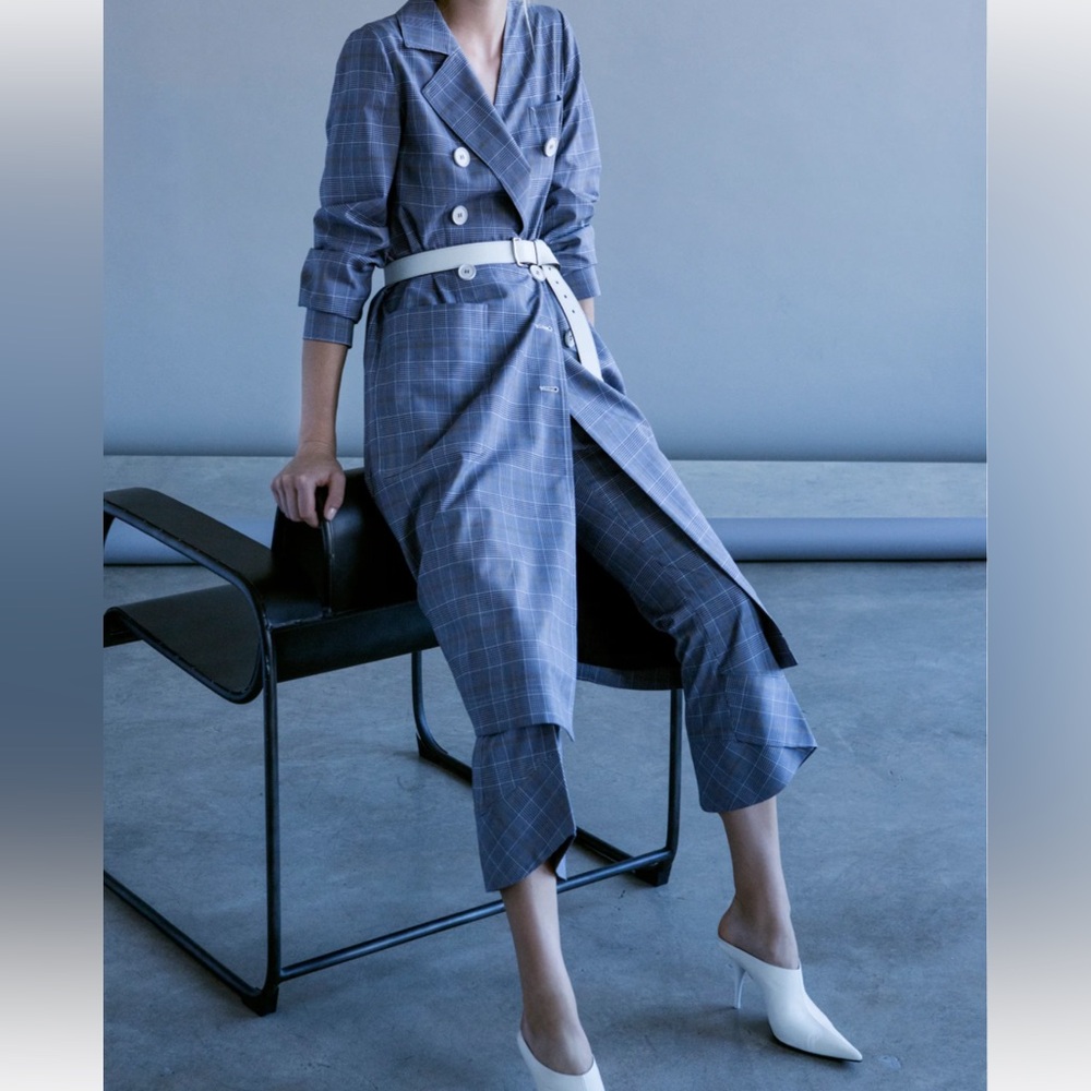 Robert Rodriguez Plaid Trench Coat Dress Belted size 0